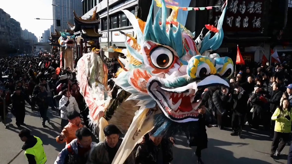 A Chinese Lunar New Year celebration video with Chinese Dragon.