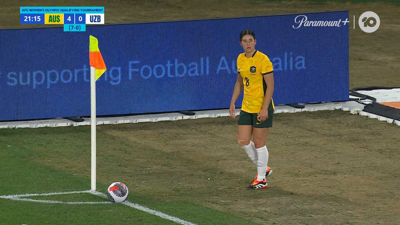 Kaitlyn Torpey gets her first Matildas goal 👏👏🎥 @10FootballAU #AUSvUZB #Matildas #TilitsDone #AllezAUS #Paris2024