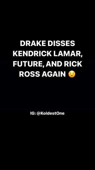#Drake dropped another diss track and disses #KendrickLamar, #Future, #JoeBudden &amp; #RickRoss it&rsquo;s getting<a href="/tag/drake"class="tags">#Drake</a><a href="/tag/kendricklamar"class="tags">#KendrickLamar</a><a href="/tag/rickross"class="tags"><span>#rickross</span></a><a href="/tag/future"class="tags"><span>#future</span></a><a href="/tag/joebudden"class="tags"><span>#joebudden</span></a>