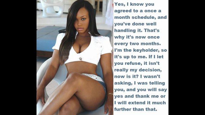 Yes, I know you agreed to a once a month schedule...  #chastitycaption https://t.co/vsoWP8hSCh<a href="/tag/chastitycaption"class="tags"><span>#chastitycaption</span></a>
