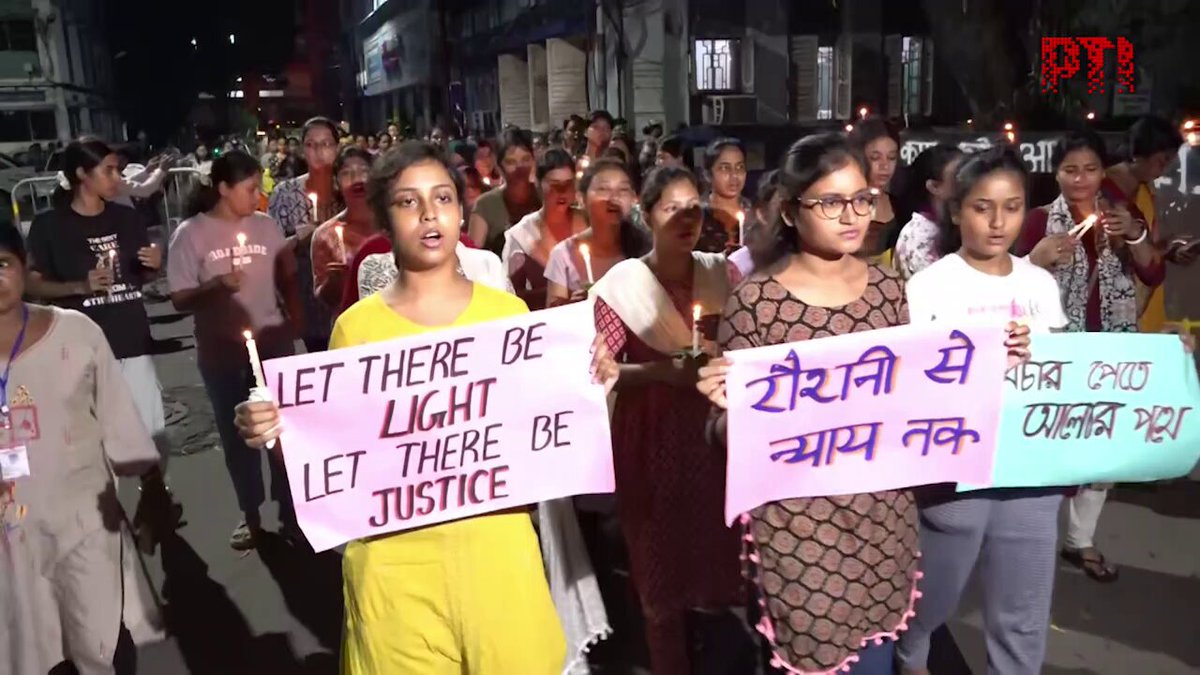 Press Trust of India - VIDEO | Kolkata rape-murder case: Doctors hold a candlelight vigil at...