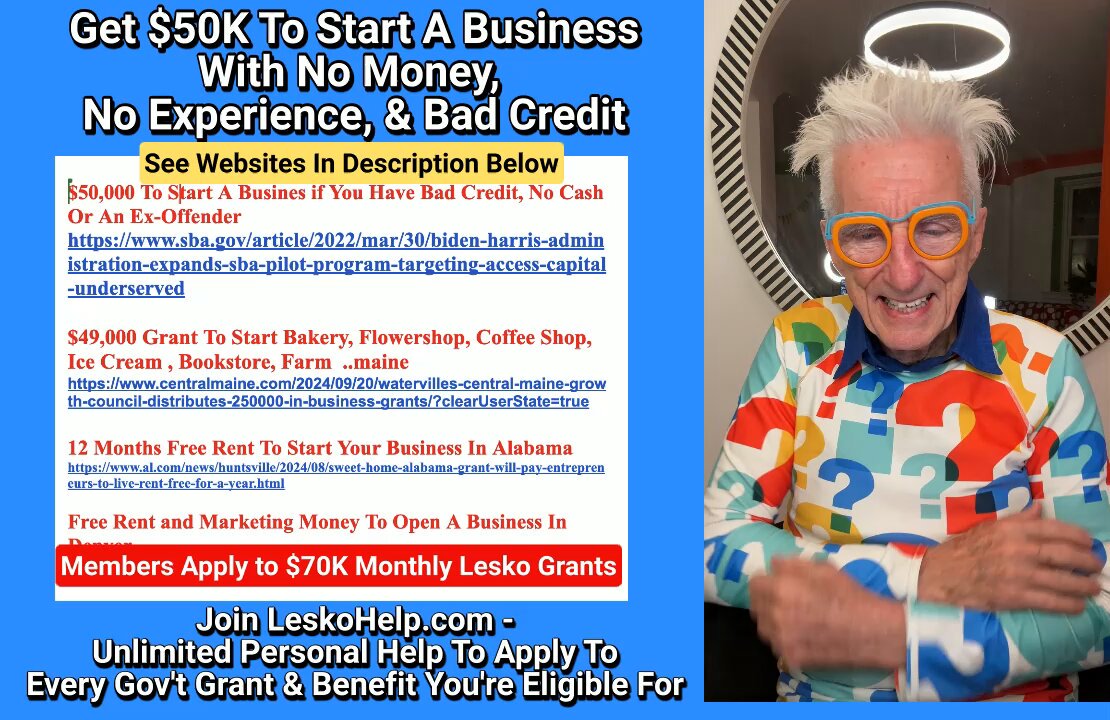 Matthew Lesko on X: &ldquo;Get $50K To Start A Business With No Money 