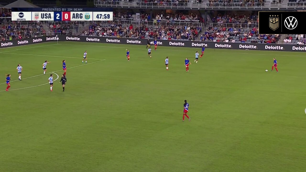 In her first cap and start, Alyssa Malonson assists Naomi Girma's first career brace!!!  #USWNT x @VW