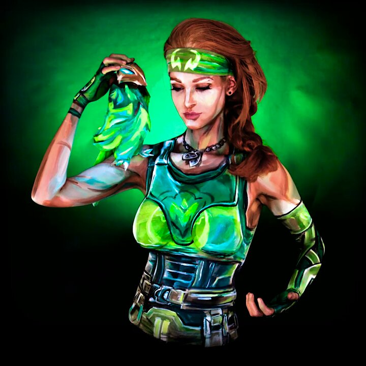 𝐐: What do you call vehicles falling from the sky?𝐀: Van HalenHere’s my Skye from Valorant body paint I painted on myself https://t.co/9xVVRbOggB