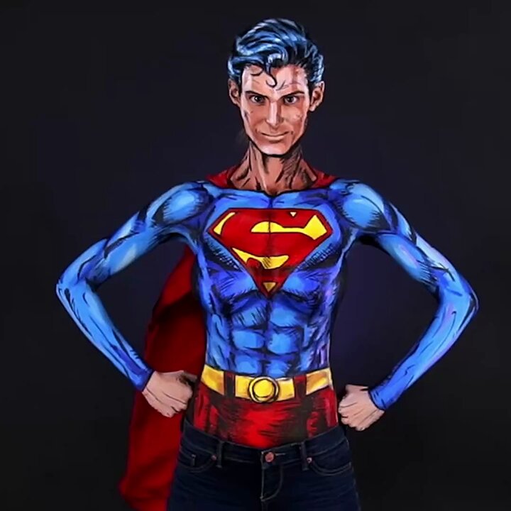 Why only be super when you can be Superman!?Here’s the Superman #bodypaint (I painted on myself) https://t.co/ND6onmMXiC