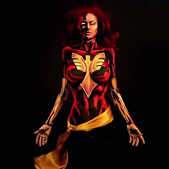 OK, who would win – Scarlet Witch or Dark Phoenix?(Here’s my Dark Phoenix from the X-Men #bodypaint I painted on myself) https://t.co/YoV31cu9nl