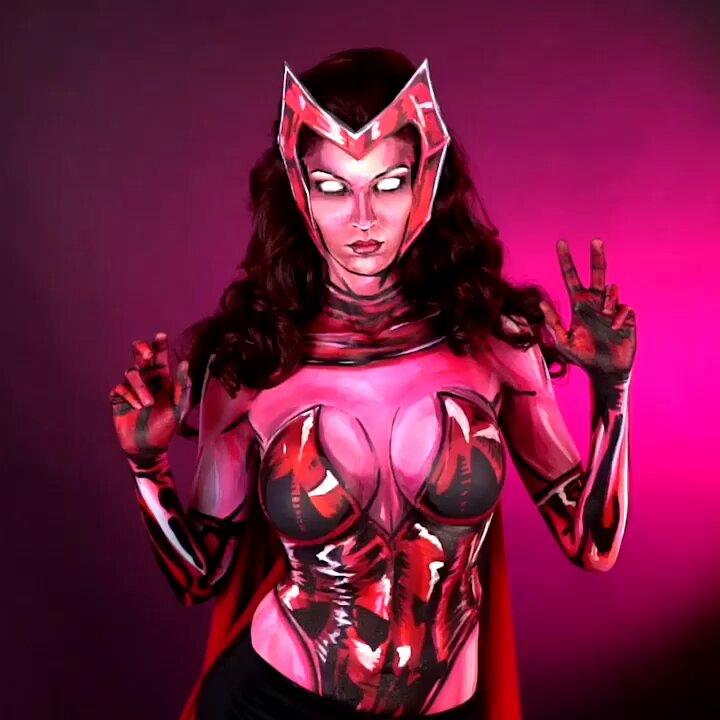 𝐐: What do you call a witch from Texas?𝐀: A hexin’ Texan!(Here’s my Scarlet Witch #bodypaint I painted on myself) https://t.co/zlTmZZMZ4A