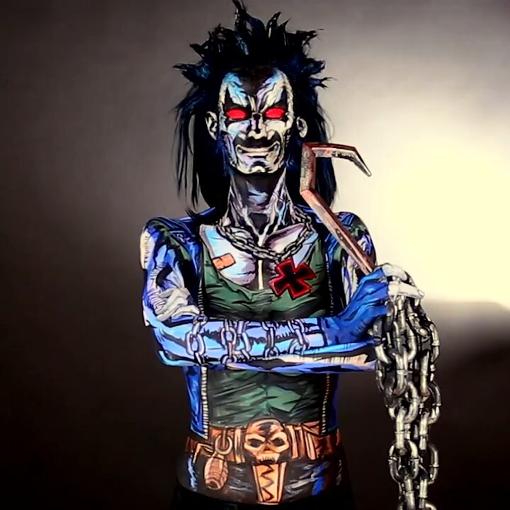 You think Supergirl and this bastich will end up enemies or a match made in heaven?Here’s my Lobo (from Supergirl: Woman of Tomorrow) #bodypaint I painted on myself https://t.co/YXaZ1CD5Nb