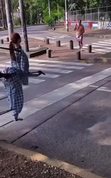 I like how dude tried to fight it then just gave in 