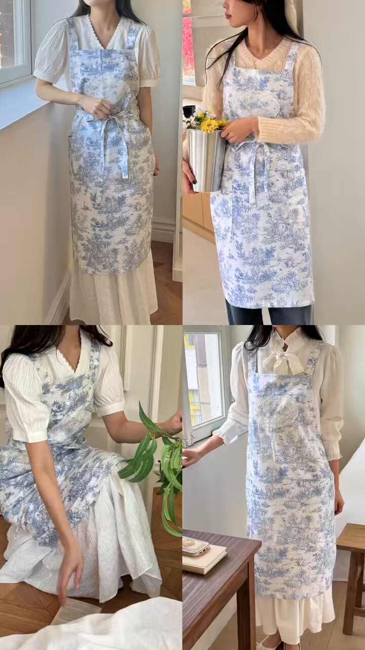 Instagram人気作家様アンティークリネン　レース　トワルドジュイ　エプロン Velouving on X: 