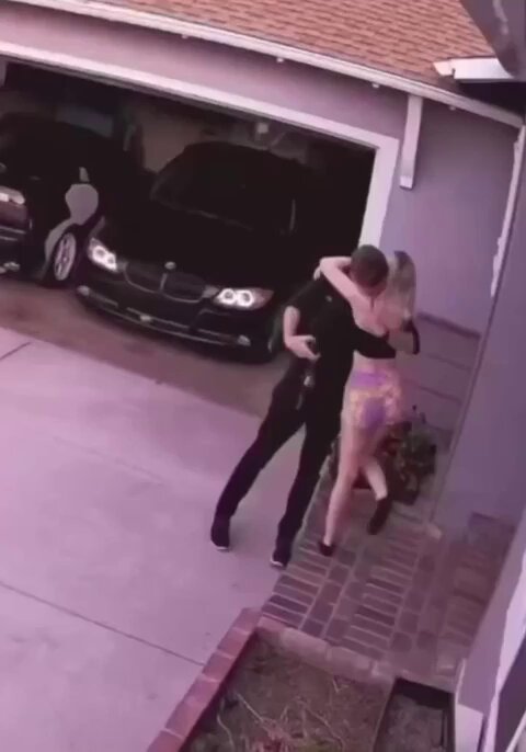 She regularly greets her husband at the door after work. 