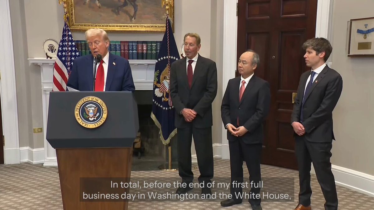 In total, before the end of my first full business day in Washington and the White House, we've already secured nearly $3 trillion of new investments in the United States. And probably, that's going t
