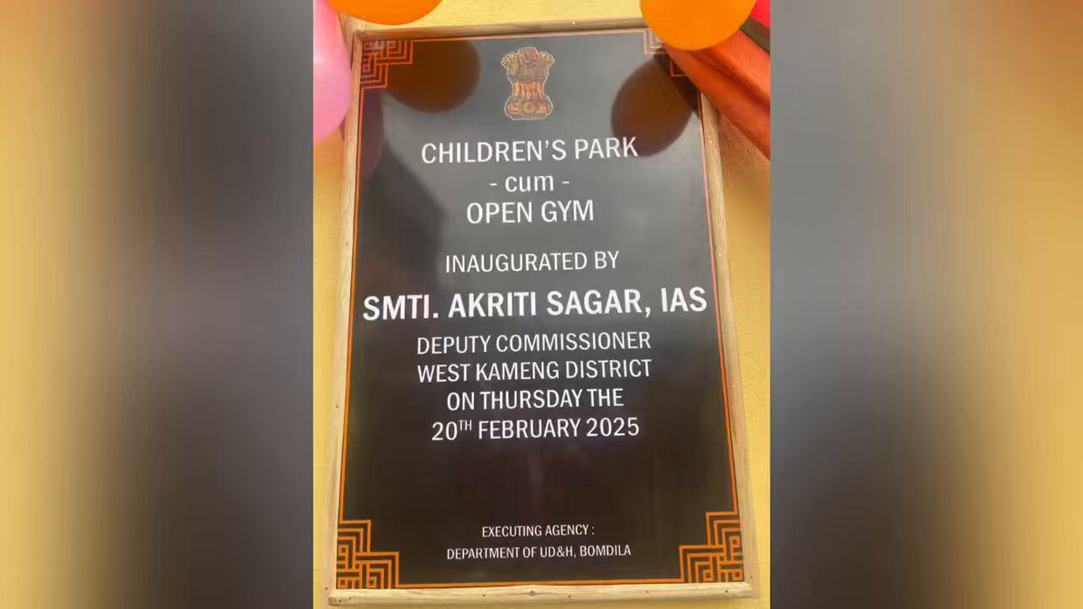 DC WEST KAMENG - A Children’s Park cum Open Gym has been inaugurated in Bomdila near t...