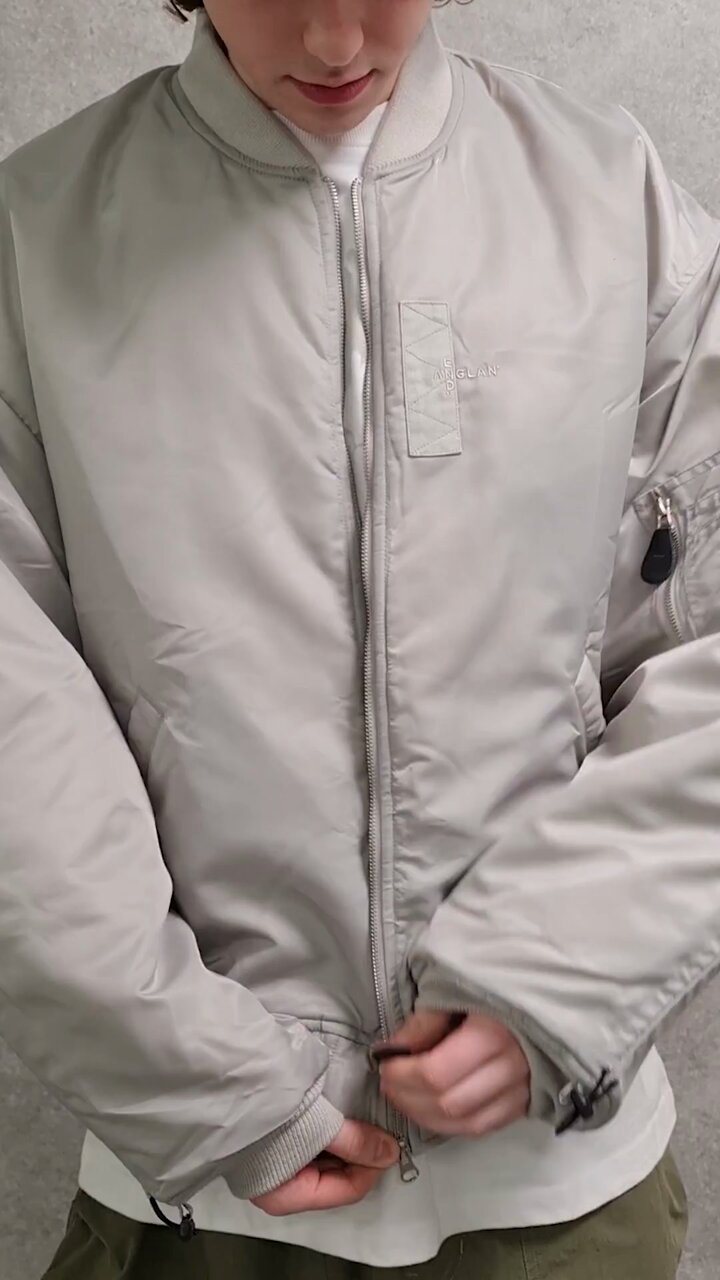 【ANGLAN x END.】Parachute Ruched Bomber Jacket ANGLAN x END.] Parachute Ruched Bomber Jacket - Silver - ANGLAN