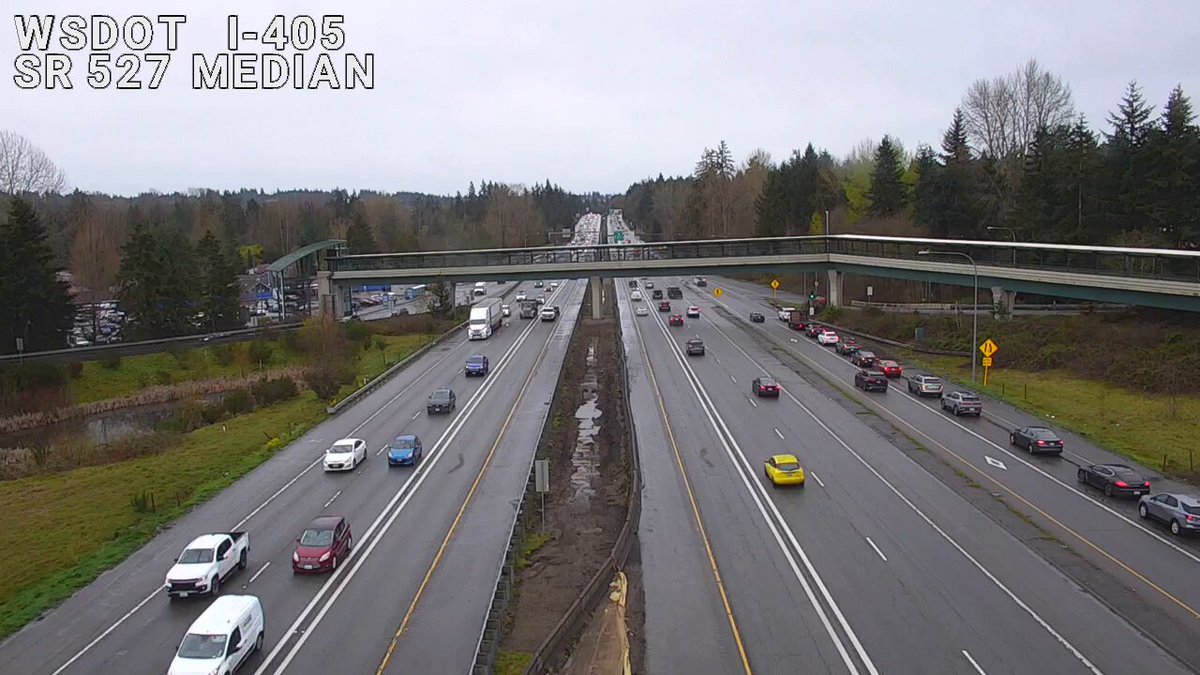 SR 527の近くのSB I-405に沿ったロードワーク/Bothell Everett Hwy