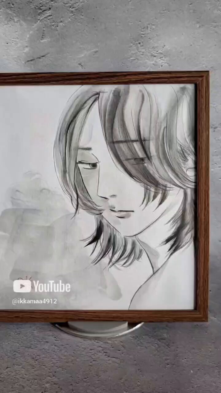 水墨画　額 大波天久 額 水墨画 書 丸 円相 額装