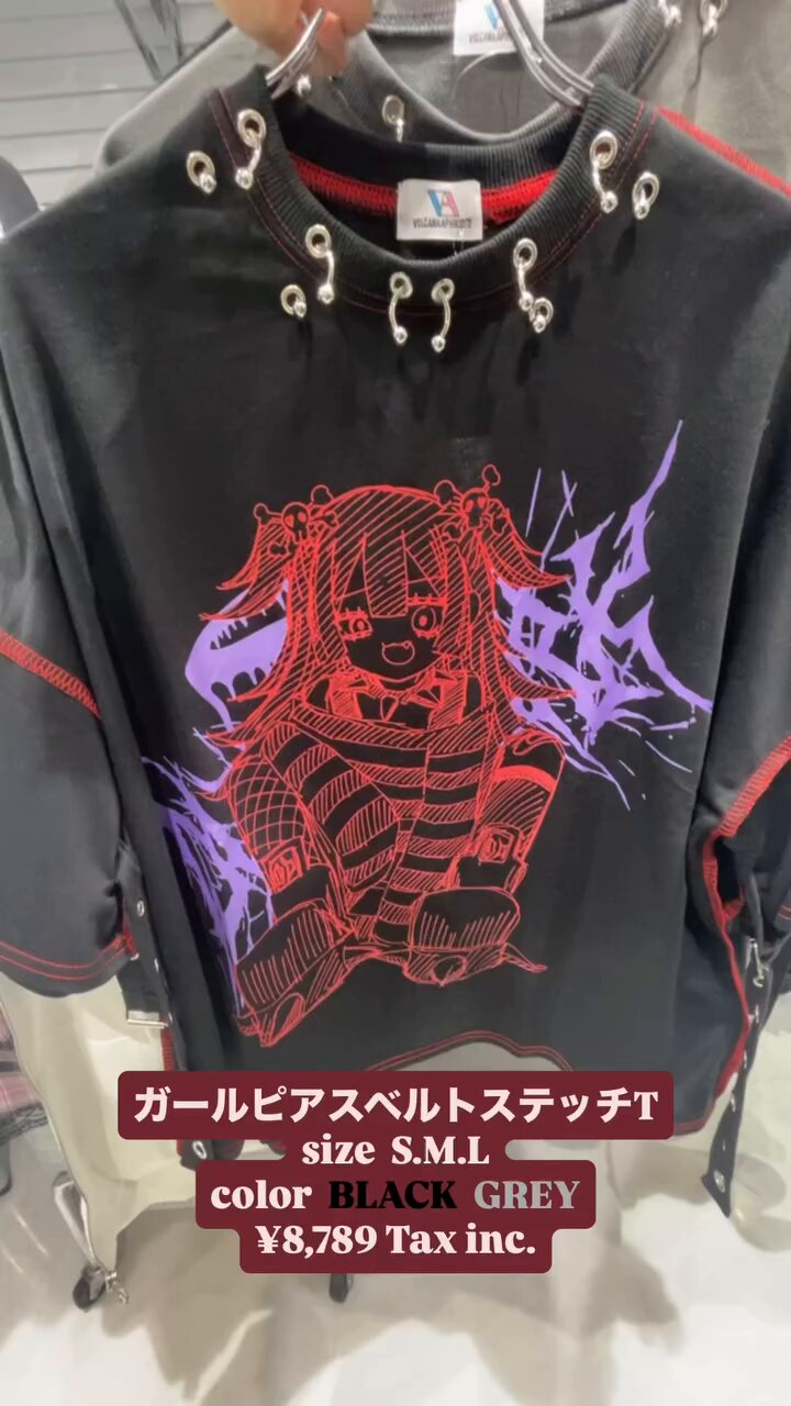 【VOLCAN&APHRODITE】 GIRLピアスベルトステッチTシャツ 新作】GIRLピアスベルトステッチTシャツ | VOLCAN&APHRODITE