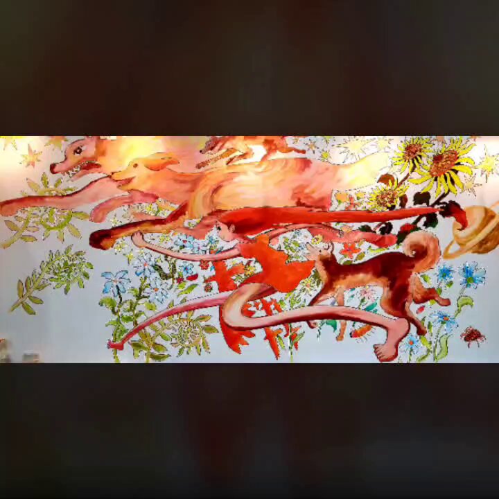 絵画(糸を使って描いた絵) 絵画(糸を使って描いた絵) 絵画(糸を使って描いた絵)