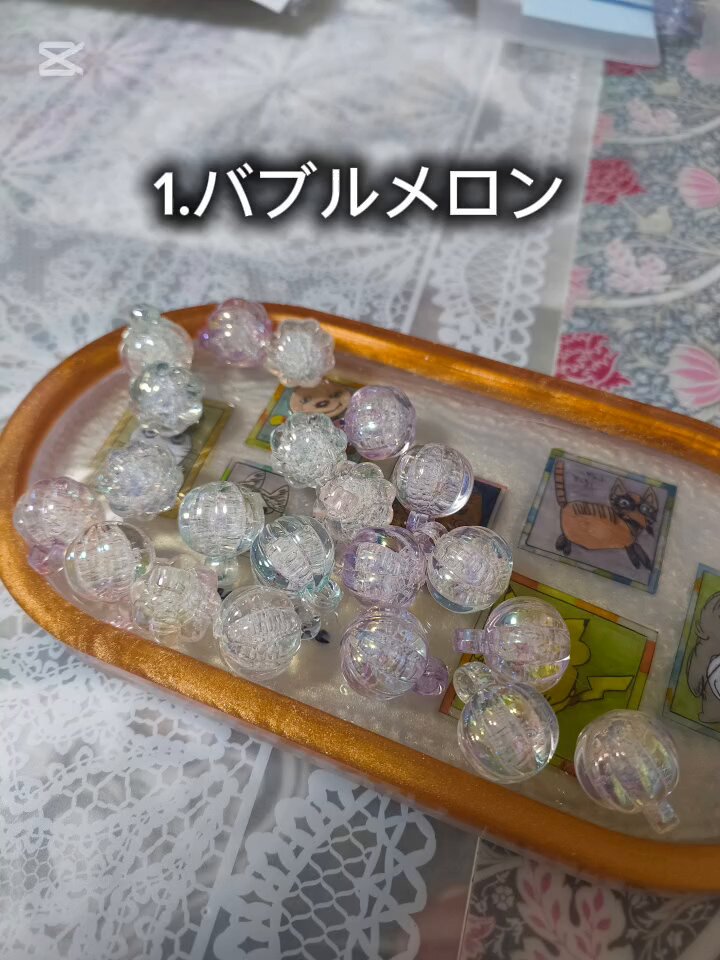 【ゆきゆっきー❄️様】1216.天然石　琉球ガラス　桜　じゃれ猫　レジン　チャーム ゆきゆっきー❄️様】1216.天然石 琉球ガラス 桜 じゃれ猫
