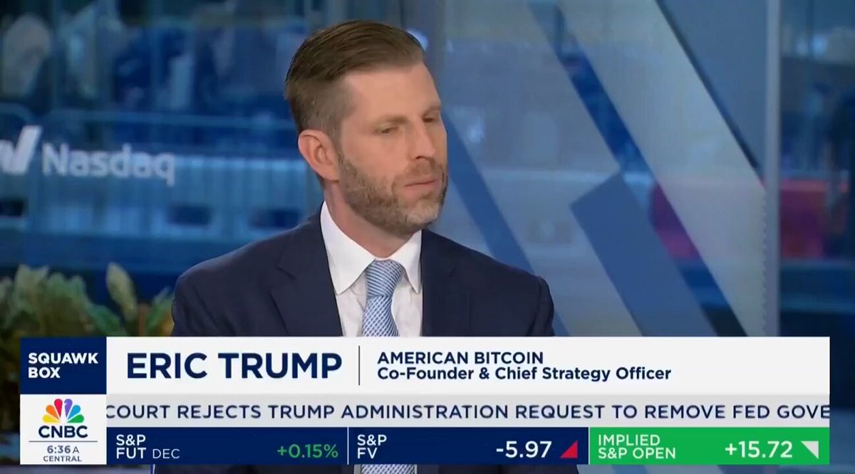 🟠BTC-ARCHIVE: Eric Trump: "Il bitcoin è il miglior asset del nostro tempo, l'oro dei giorni moderni"