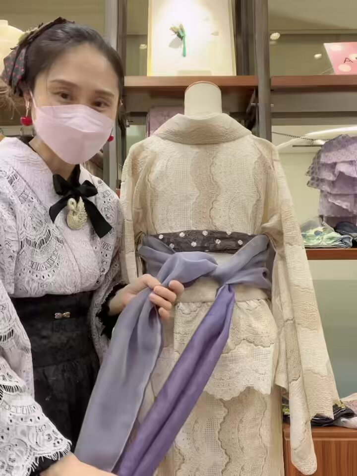 MIKI SAKURA モダン兵児帯 白ゴールド 幾何学模様 モダン兵児帯 白ゴールド | MIKI SAKURA