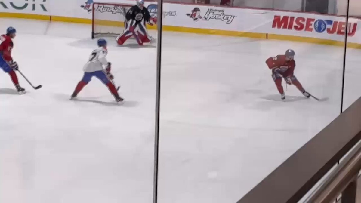 Lane Hutson on ice at #Habs practice this morning in Brossard after agreeing to terms on eight-year, US$70.8-million contract extension with an annual salary-cap hit of US$8.85 million. 