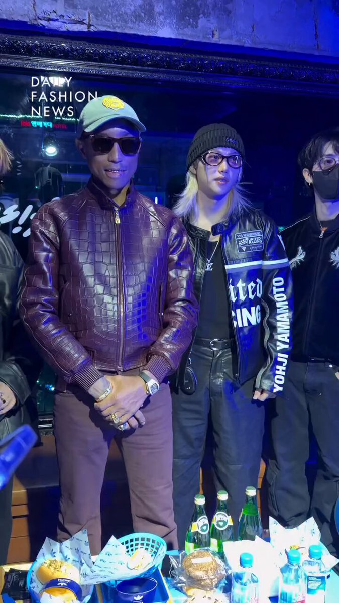 pandachan（感謝） 📽| #BangChan, Changbin, Han and Felix alongside Pharrell at