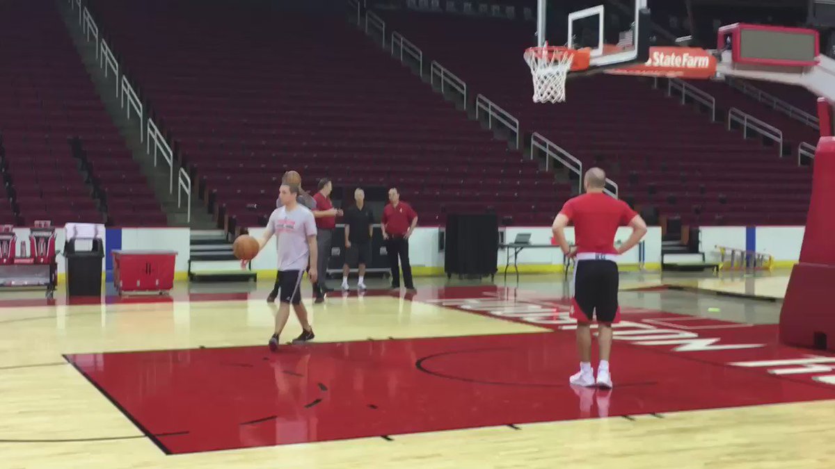 @JHarden13 working near the end of the Rockets first practice of the 2016 camp