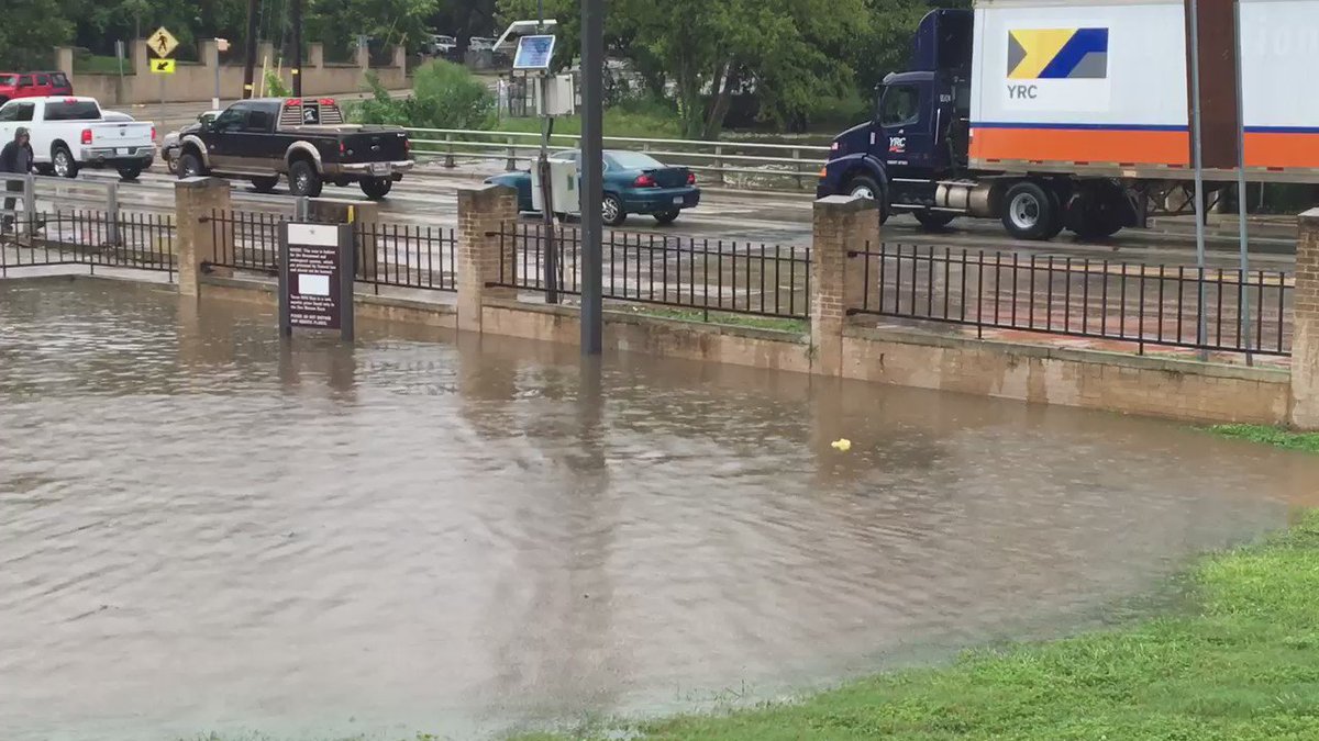 Sewell Park in San Marcos is flooded, but @txst students are actually enjoying the high waters, lol