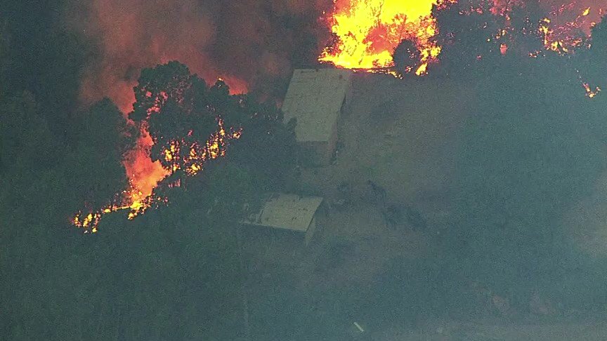 Just devastating. LomaFire moving in on this property on Casa Loma Rd. Fire crews & horses on the ground.