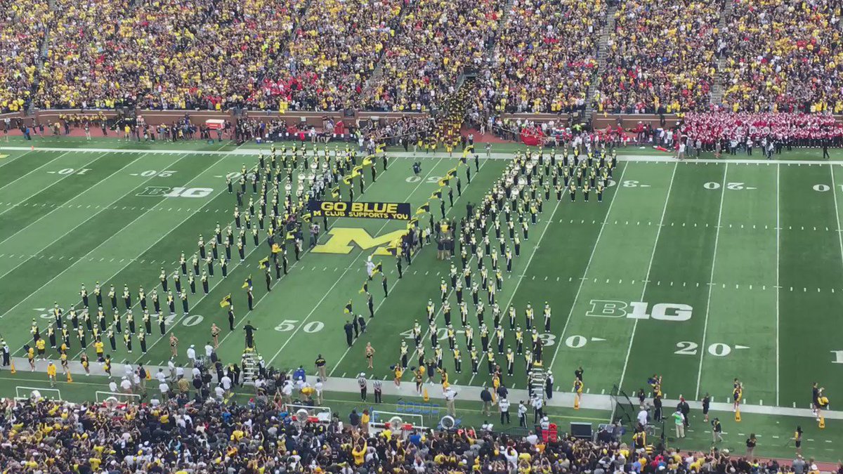 Michigan taking the field at Michigan Stadium ahead of its matchup against Wisconsin.