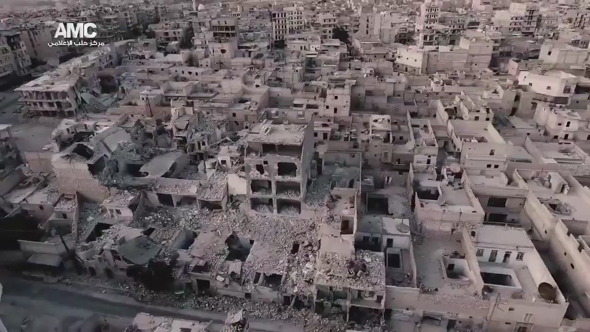 Aerial footage shows destruction and devastation of entire