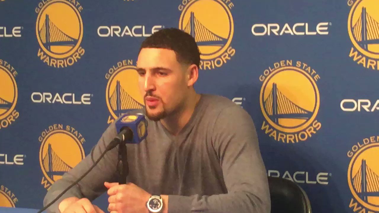 Klay Thompson happy to get a win on his birthday for the first time in his career. 