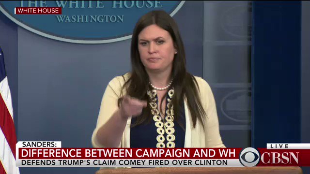 .@SHSanders45 says "countless" FBI agents have contacted WH to say they'd lost confidence in Comey. We've heard otherwise.