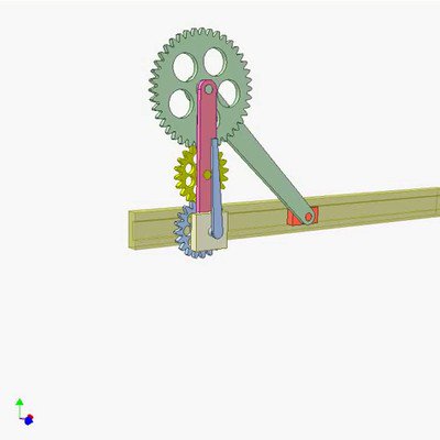 Three-Gear-Slider-Crank Mechanism