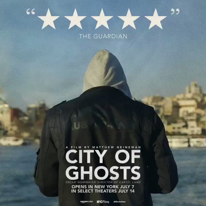 .@guardian gives #CityofGhosts FIVE STARS, calling it "a remarkable documentary." Opens in NYC July 7 & select theaters July 14.