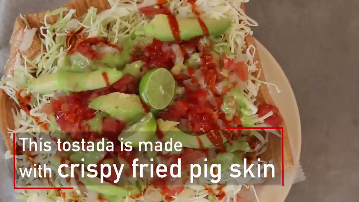 A crispy, crunchy fried pig skin is the best base for a tostada, and it ...