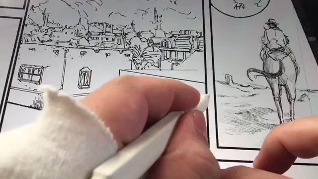 procreateで1番便利と思う機能 「クイックライン」。線を引いて、そのまましばらくペンを止めてると直線に。さらに、指で線の近くをタッチすると水平、垂直にスナップします。建物がサクサク描けて気持ちいいです。