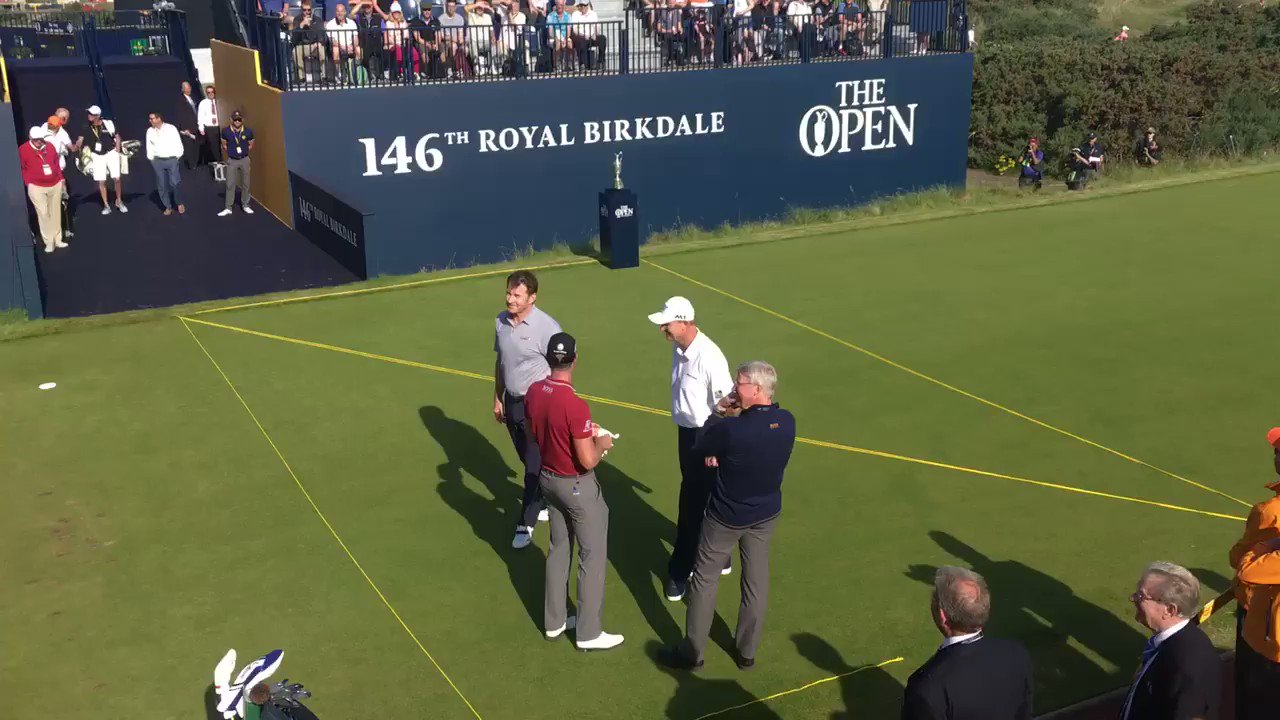 Happy birthday to Nick Faldo on 1st tee  