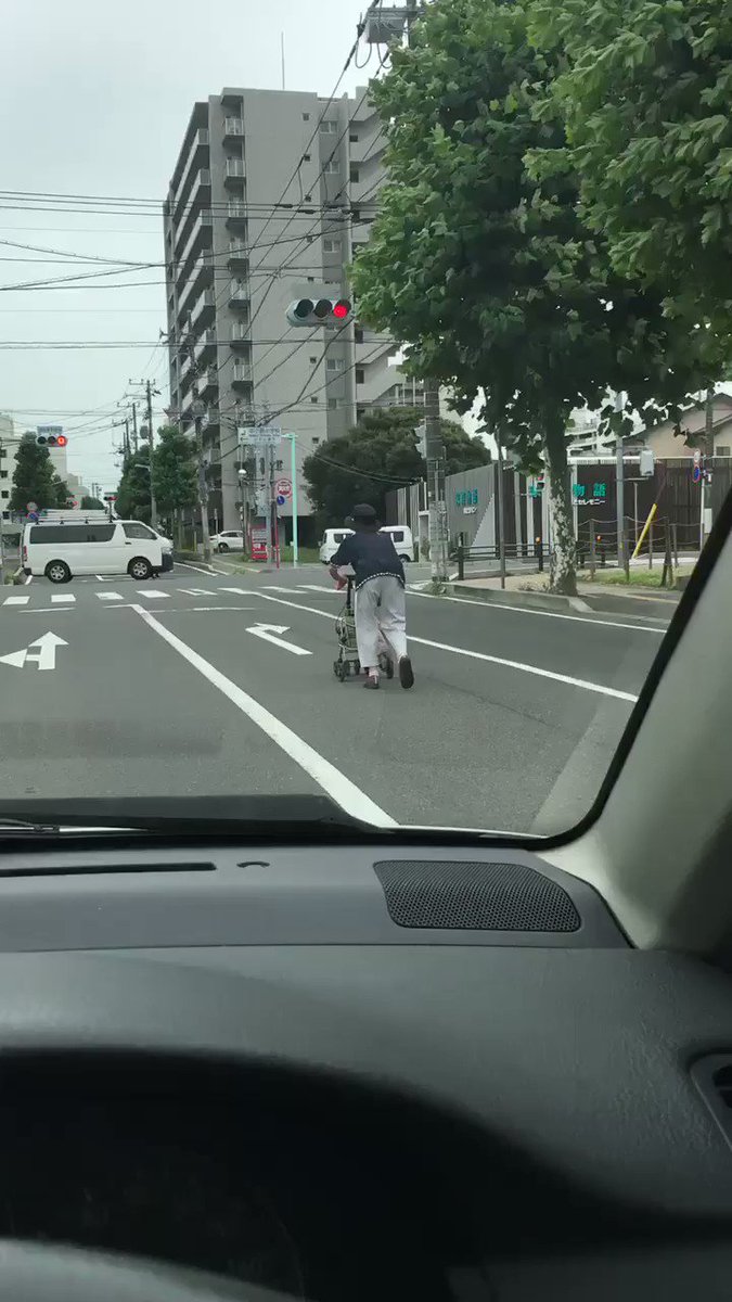 手押し車で車道はやばいwwばあちゃん残念だけどそれは自動車ではないww