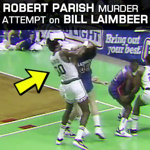 Happy birthday to Bill Laimbeer who once got smacked Robert Parish on to the floor. 