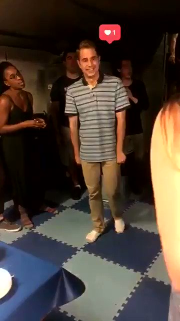 The cast singing Happy Birthday to Ben Platt  . 