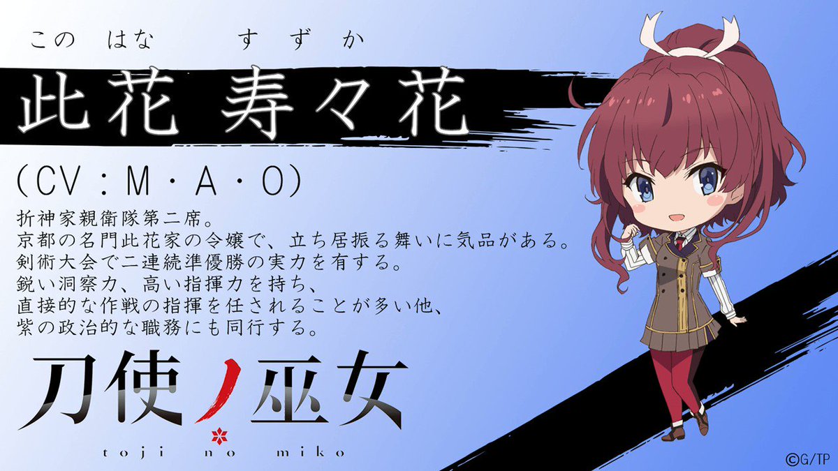 アニメ 刀使ノ巫女 みにとじ 公式 親衛隊の司令塔 此花寿々花 Cv M A O Tojinomiko