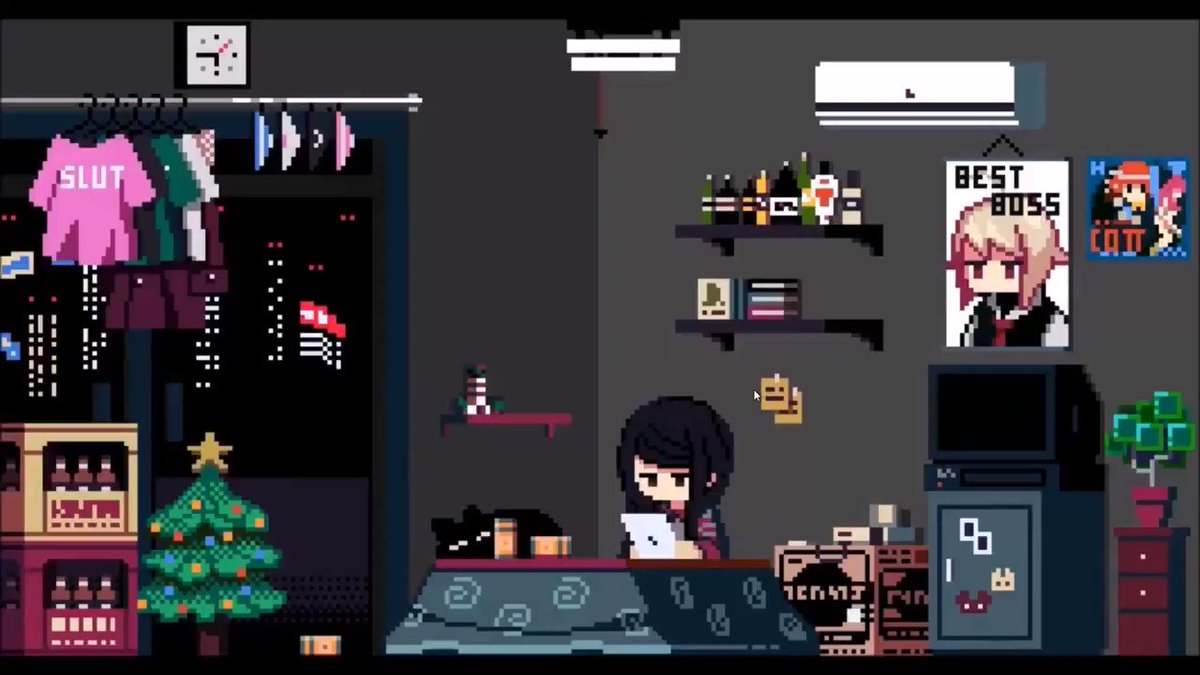 Kabuk Sukebangames Using Wallpaper Engine And Rainmeter I Made An Interactive Wallpaper Of Jills Room From Va11halla All The Icons That Fade In Are Clickable I Posted This Yesterday But