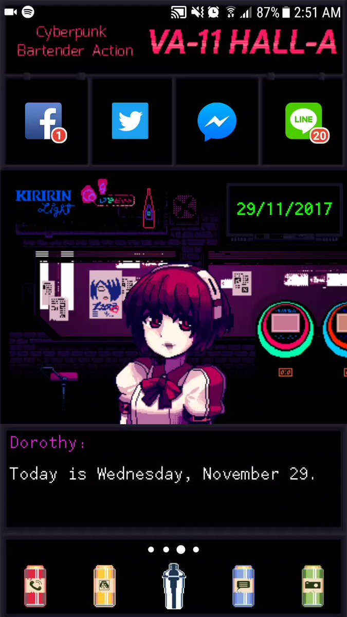 Main menu  VA11 HallA Cyberpunk Bartender Action  Interface In Game