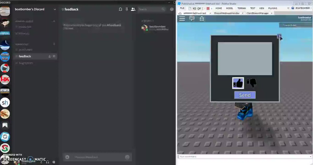 Boatbomber A Twitter Here S The Discord Webhook Gui I Made Roblox Robloxdev Discord The Recording Glitched Out In The First Second I M Actually Super Confused How I Managed To Have The Gui - discord roblox webhook