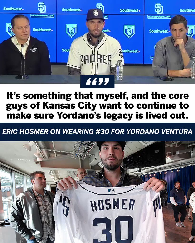 Eric Hosmer joins Padres, wears Yordano Ventura's jersey number