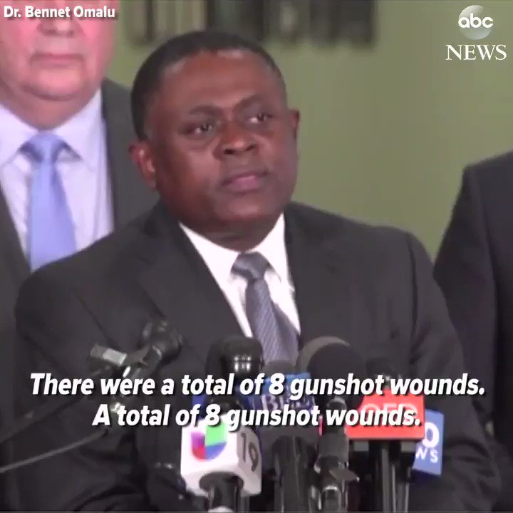 Dr. Bennet Omalu, pioneer in CTE research, delivers the results of his private autopsy of Stephon Clark.
“There were a total of 8 gunshot wounds…he received 7 gunshot wounds from his back.” https://abcn.ws/2pSFBA4