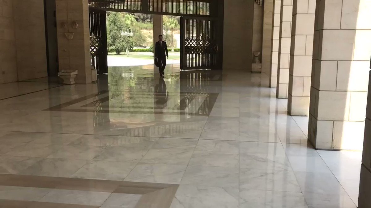 Bashar al Assad arrives at work on a morning of steadfastness. Syrian Presidency