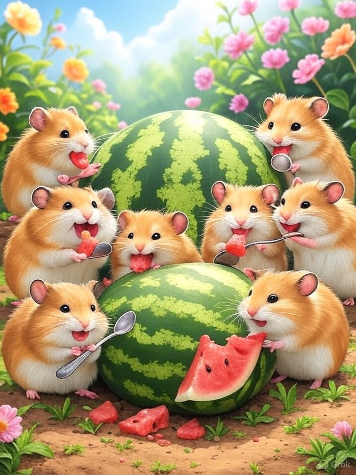 食いしん坊ハムスター♡スイカ X